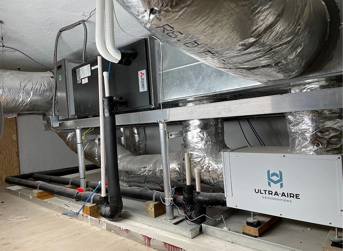 Commercial HVAC ductwork and dehumidifier installed by Cool Zone